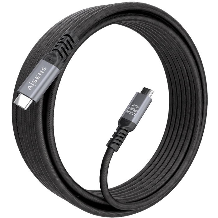 Aisens Cable USB 3.2 Gen2 USB-C a USB-C 100W 10Gbps 5m Negro Aisens Cable USB 3.2 Gen2 USB-C a USB-C 100W 10Gbps 5m Negro